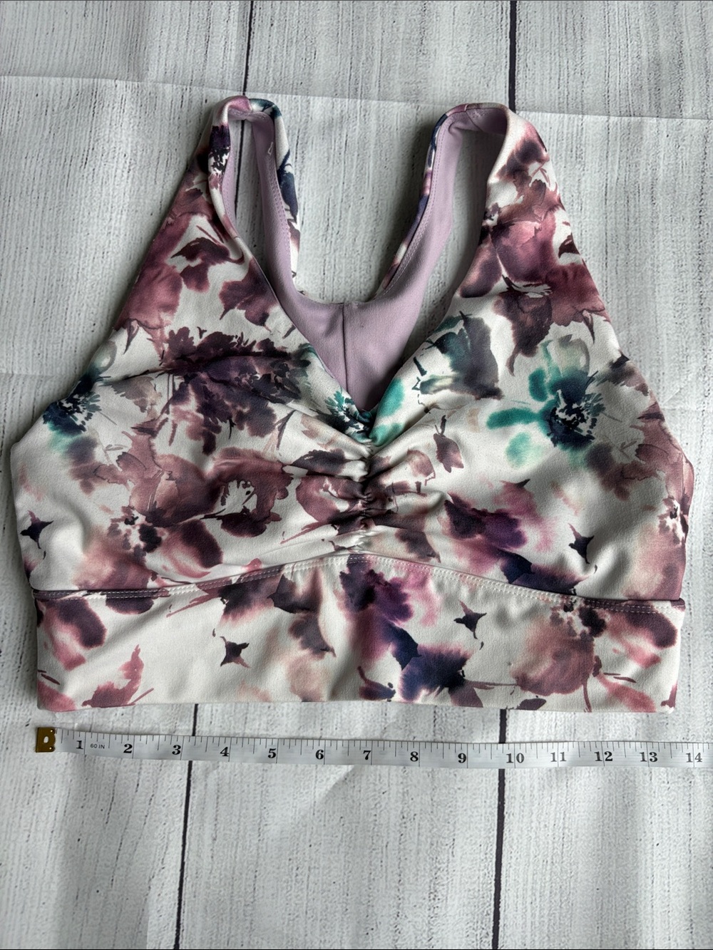 Dip Sun-kissed Purple & Cream Floral Sports Bra - Size M /L (see measurements)